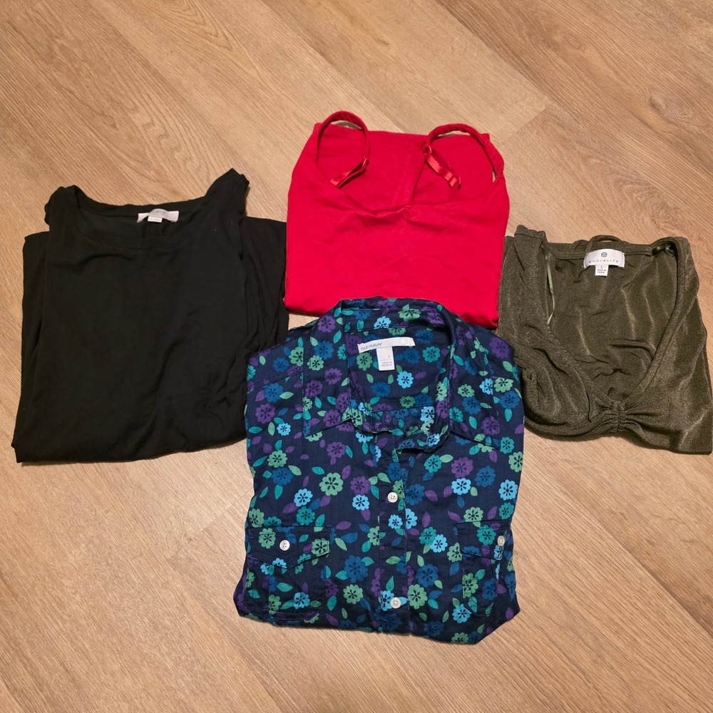 Womens Top Bundle Loft Old Navy Socialite Black Floral Green Red Size L LP